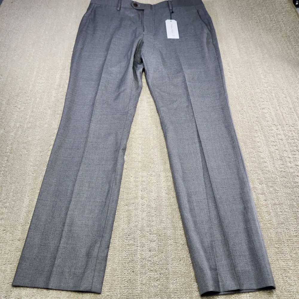 Buttoned Down Pants Men 35x32 Tropical Wool High Rise Trouser Slim Fit Gray NEW